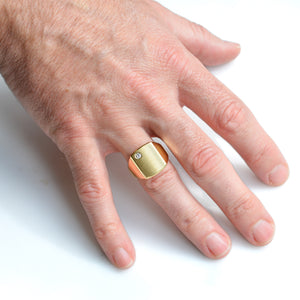 XL Gold Signet Ring with Diamond