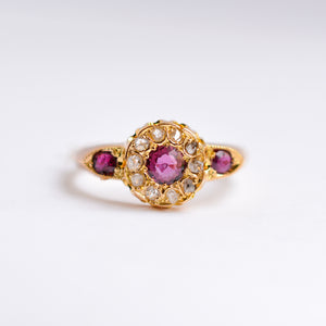 Antique Ruby & Diamond Cluster Ring