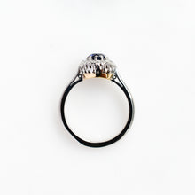 Load image into Gallery viewer, Platinum Royal Blue Sapphire &amp; Diamond Cluster Ring
