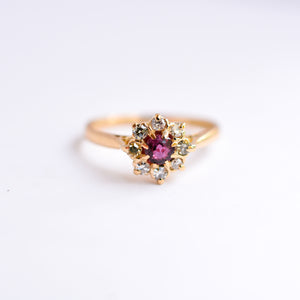 Vintage Ruby & Diamond Cluster Ring