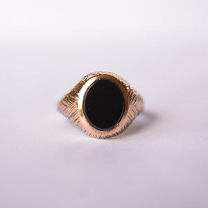 Vintage 9ct yellow gold onyx signet ring