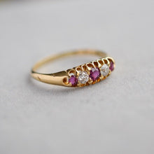 Load image into Gallery viewer, Late Victorian 18ct ruby and diamond five stone ring
