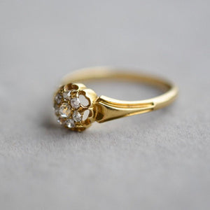 Antique old cut diamond cluster engagement ring