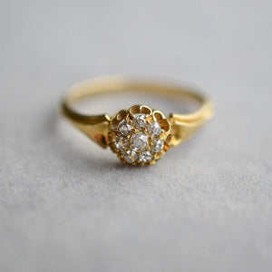 Antique old cut diamond cluster engagement ring