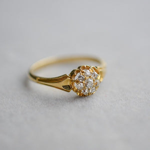 Antique old cut diamond cluster engagement ring