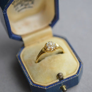 Antique old cut diamond cluster engagement ring