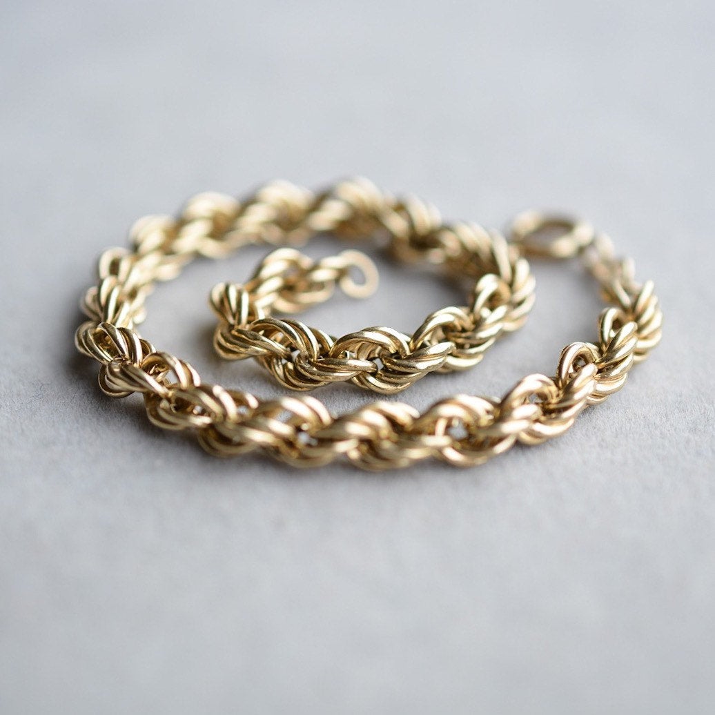 Vintage 9ct gold rope link bracelet 20cm