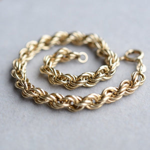 Vintage 9ct gold rope link bracelet 20cm