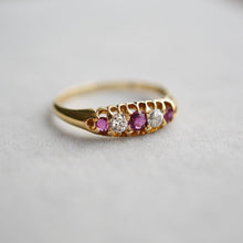 Load image into Gallery viewer, Late Victorian 18ct ruby and diamond five stone ring
