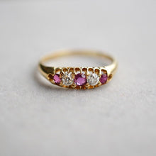 Load image into Gallery viewer, Late Victorian 18ct ruby and diamond five stone ring
