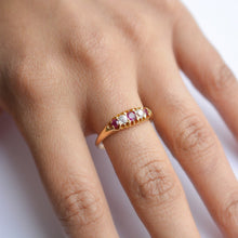 Load image into Gallery viewer, Late Victorian 18ct ruby and diamond five stone ring
