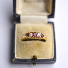 Load image into Gallery viewer, Late Victorian 18ct ruby and diamond five stone ring
