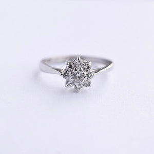 Vintage 18ct white gold diamond cluster engagement ring