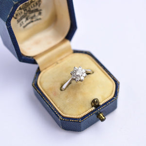 Vintage 18ct white gold diamond cluster engagement ring